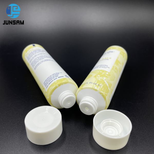 HDPE-plastic tube-body lotion-yellow+white+white cap+45ml